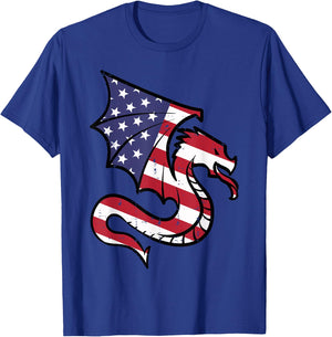 4th Of July Dragon American Flag Patriotic Men Women Kids T-Shirt - T-Shirt | Royal