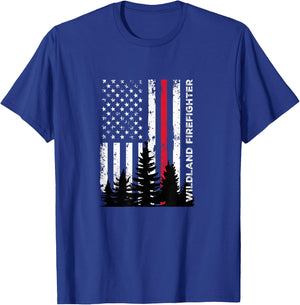 Fireman Patriotic American Flag Quote Wildland Firefighter T-Shirt - T-Shirt | Royal