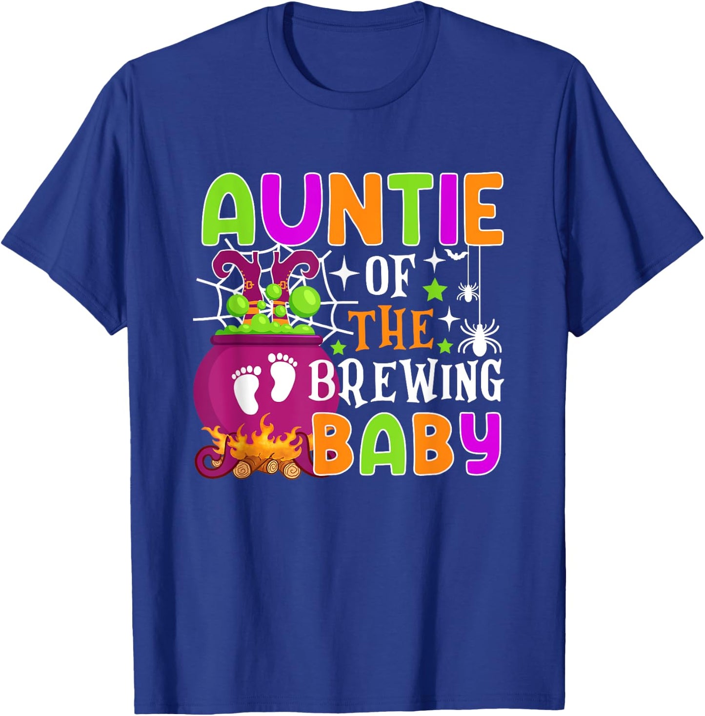 Auntie of Brewing Baby Halloween Theme Baby Shower Spooky T-Shirt - T-Shirt | Royal
