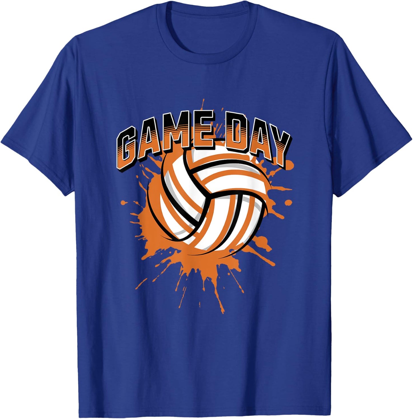 Volleyball Parents Team Game Day Orange Black & Gray Art T-Shirt - T-Shirt | Royal