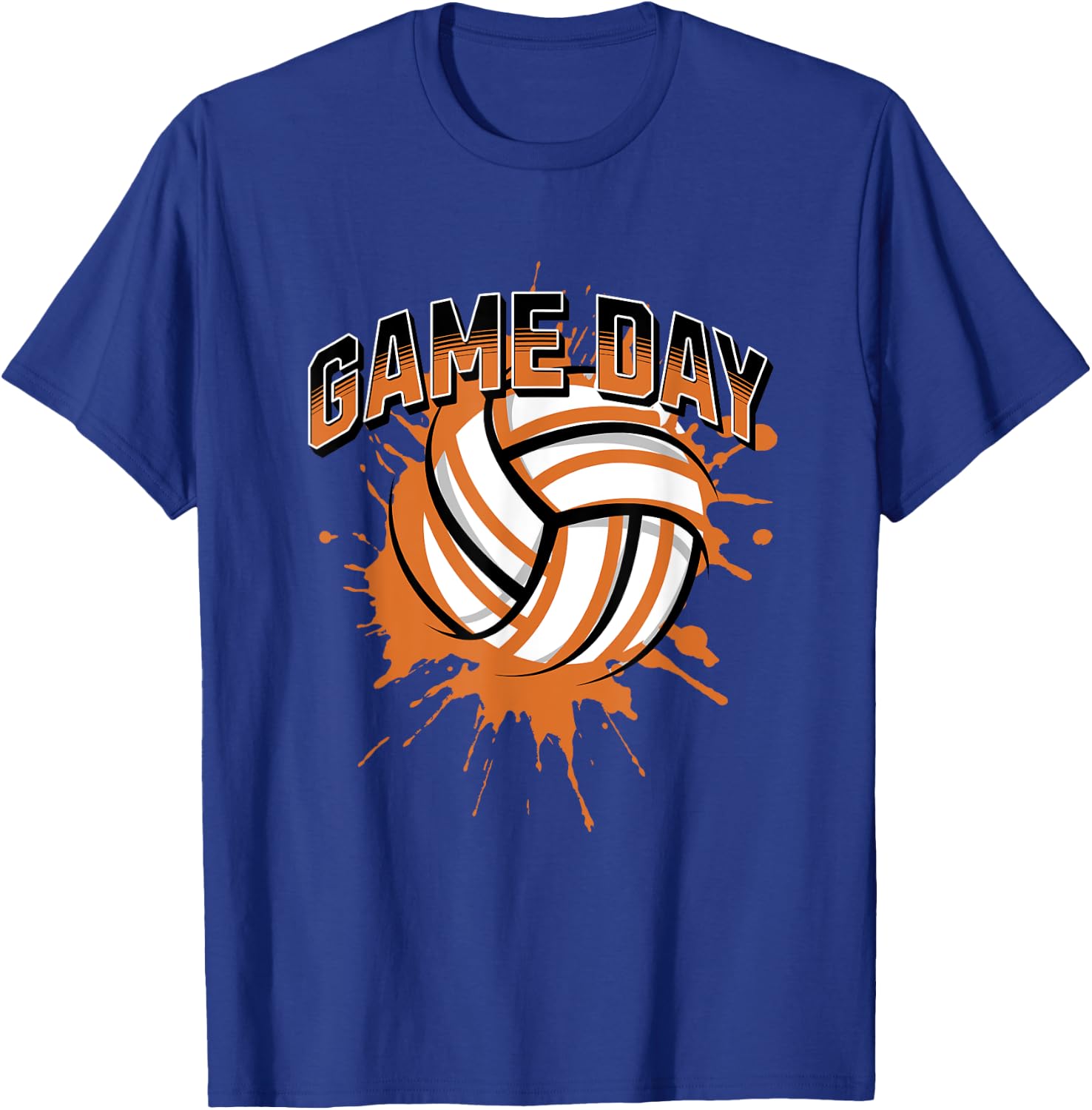 Volleyball Parents Team Game Day Orange Black & Gray Art T-Shirt - T-Shirt | Royal