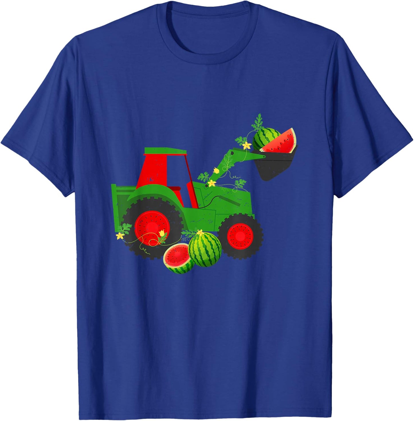 Farm Tractor Watermelon Summer Vacation Fruit Lover Kids T-Shirt - T-Shirt | Royal