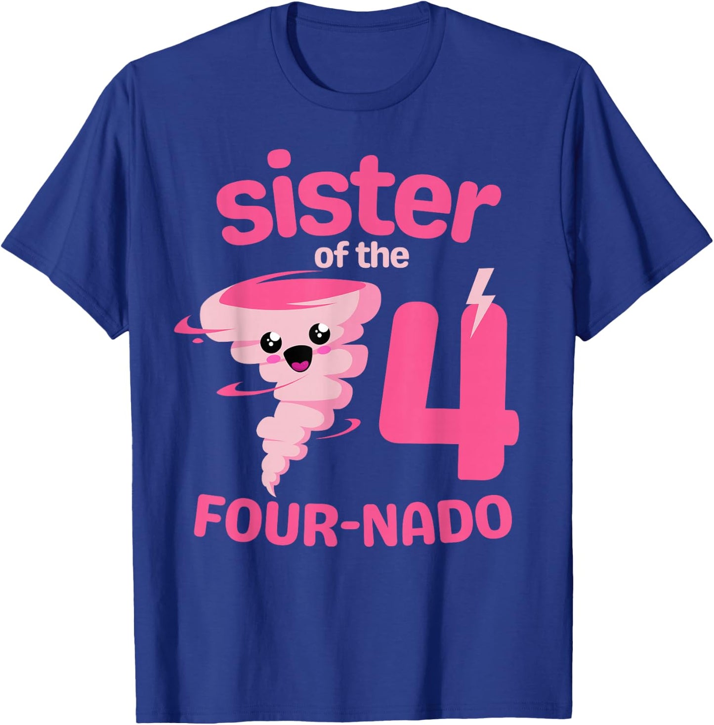 Sister of the Four-nado Tornado Theme 4th Birthday Party T-Shirt - T-Shirt | Royal