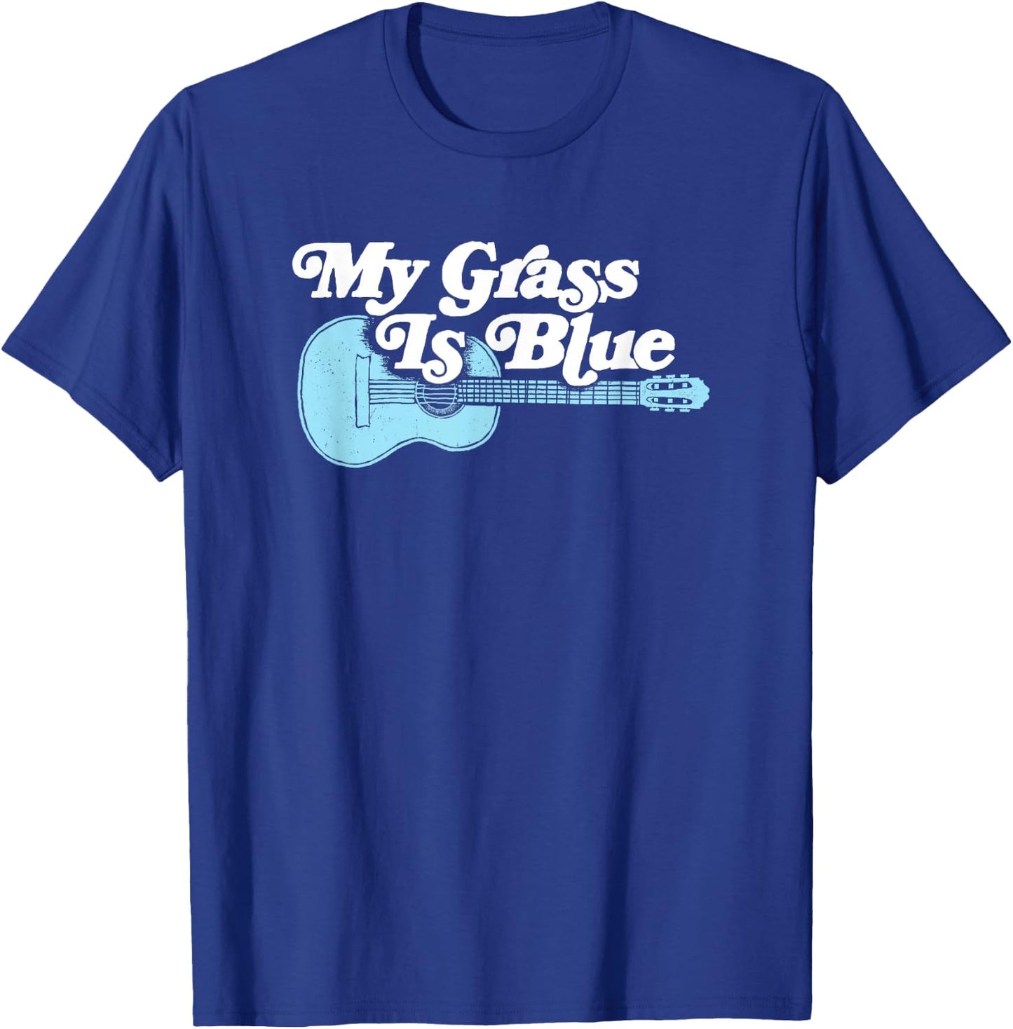 Vintage My Grass Is Blue Bluegrass Music Retro Guitar T-Shirt - T-Shirt | Royal