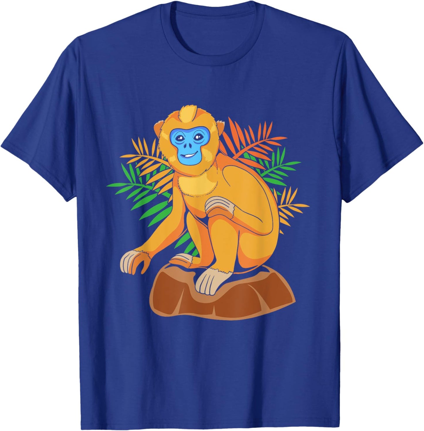 Funny Golden Snub Nosed Monkey Sitting T-Shirt - T-Shirt | Royal