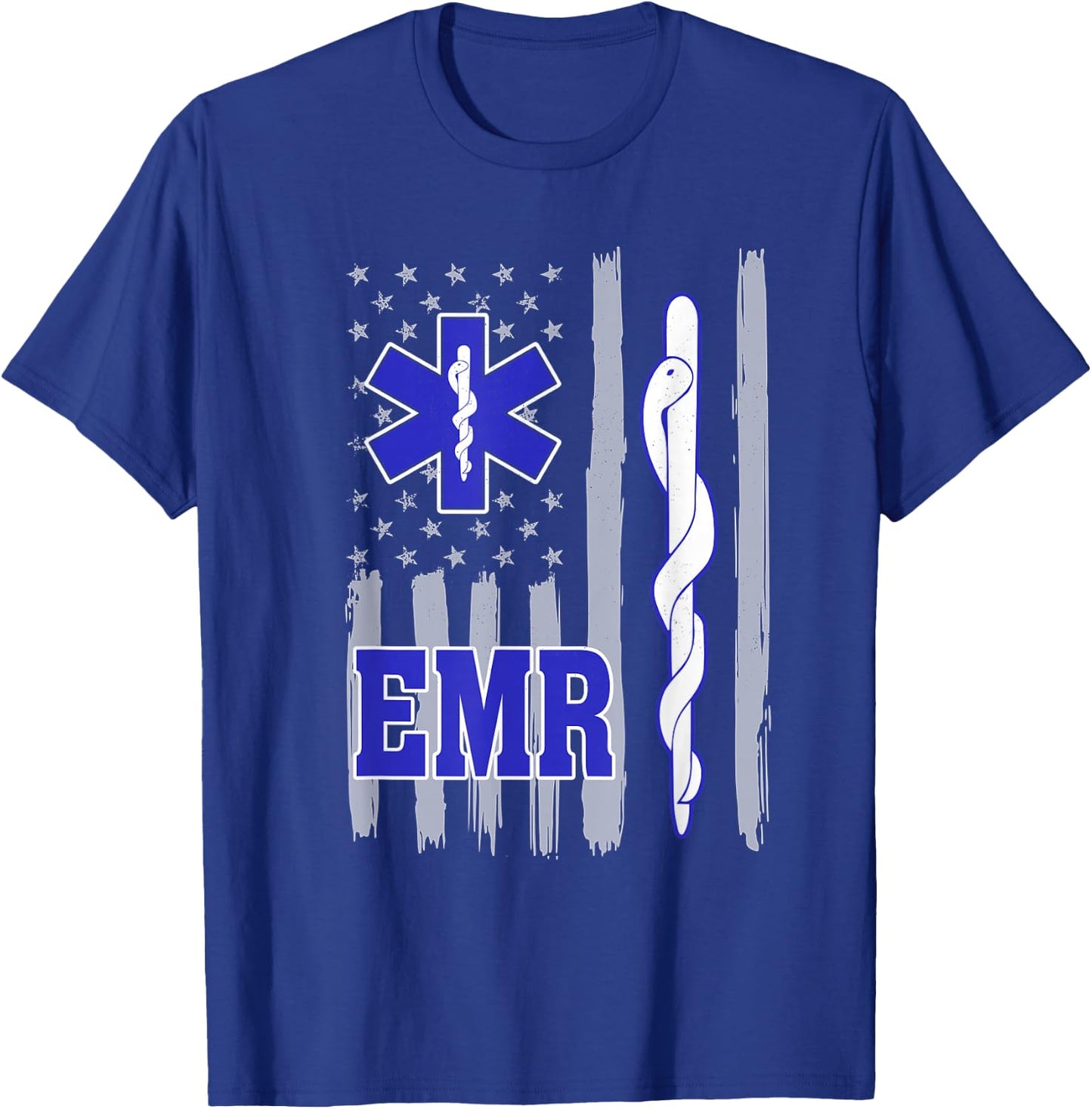 American Flag Blue Thin line EMR Emergency Medical Responder T-Shirt - T-Shirt | Royal