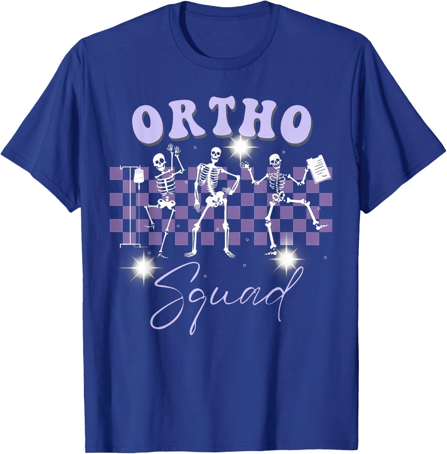 Retro Ortho Squad Dancing Skeleton Orthopedic Nurse RN T-Shirt - T-Shirt | Royal