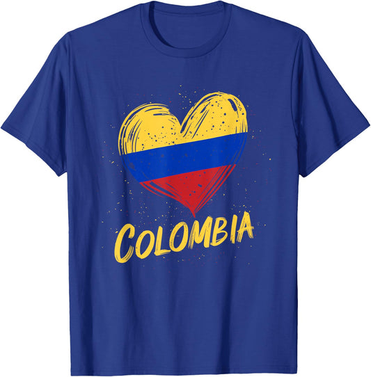 Colombia Heart Flag Colombian Pride T-Shirt - T-Shirt | Royal