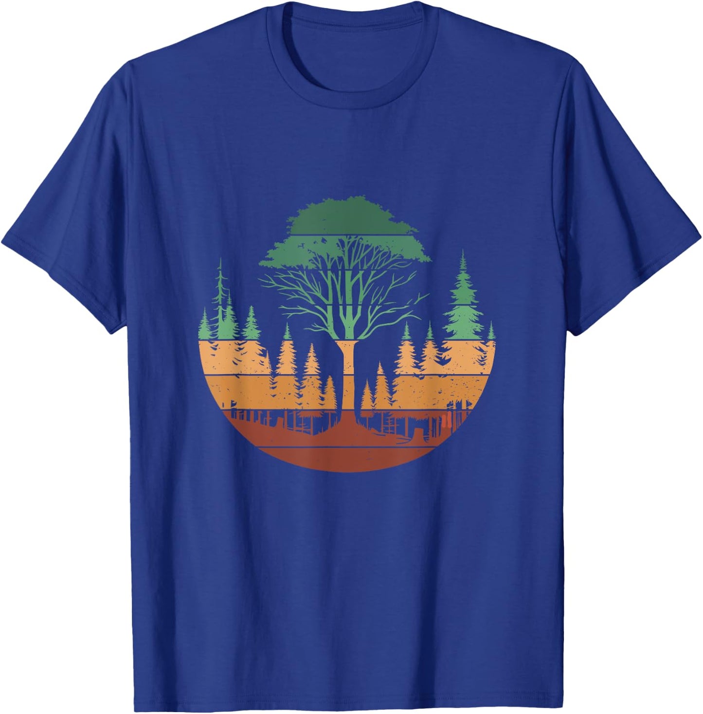 Trees Wildlife Nature Outdoors Retro Vintage Forest T-Shirt - T-Shirt | Royal