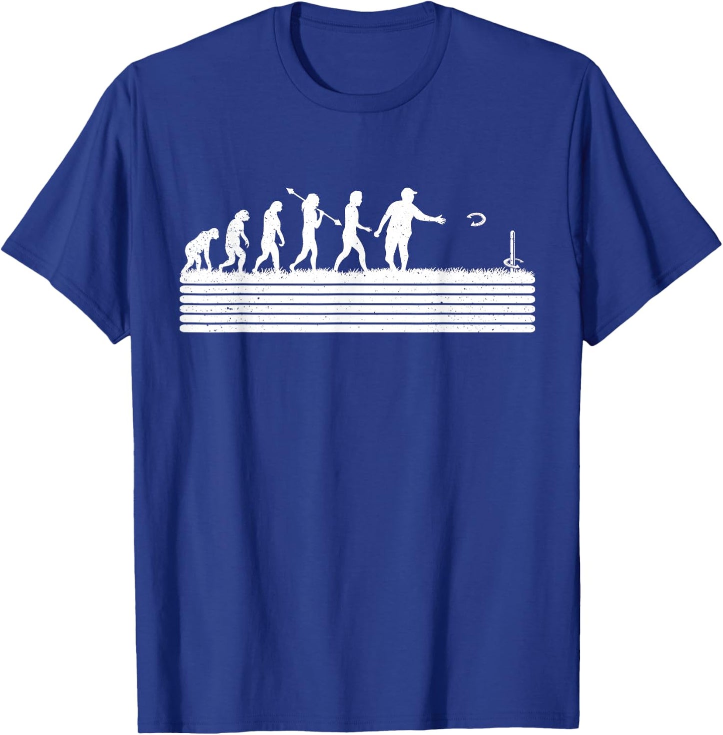 Horseshoe Pitching Evolution Funny Horseshoe Pitching T-Shirt - T-Shirt | Royal