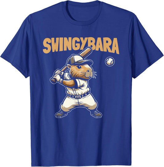 Capybara Softball Batter Catcher - Pitcher Swingybara T-Shirt - T-Shirt | Royal