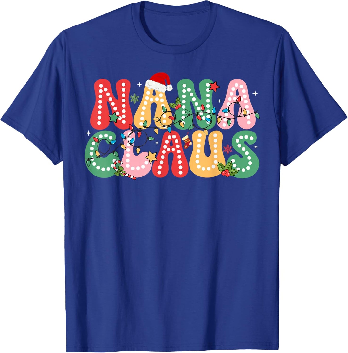 Nana Claus Christmas Lights Pajama Family Matching T-Shirt - T-Shirt | Royal