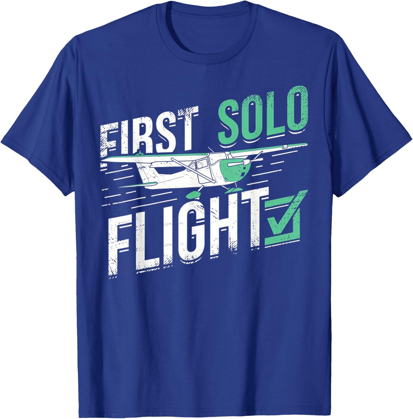 First Solo Flight Funny Pilot Airplane Flying Gifts T-Shirt - T-Shirt | Royal
