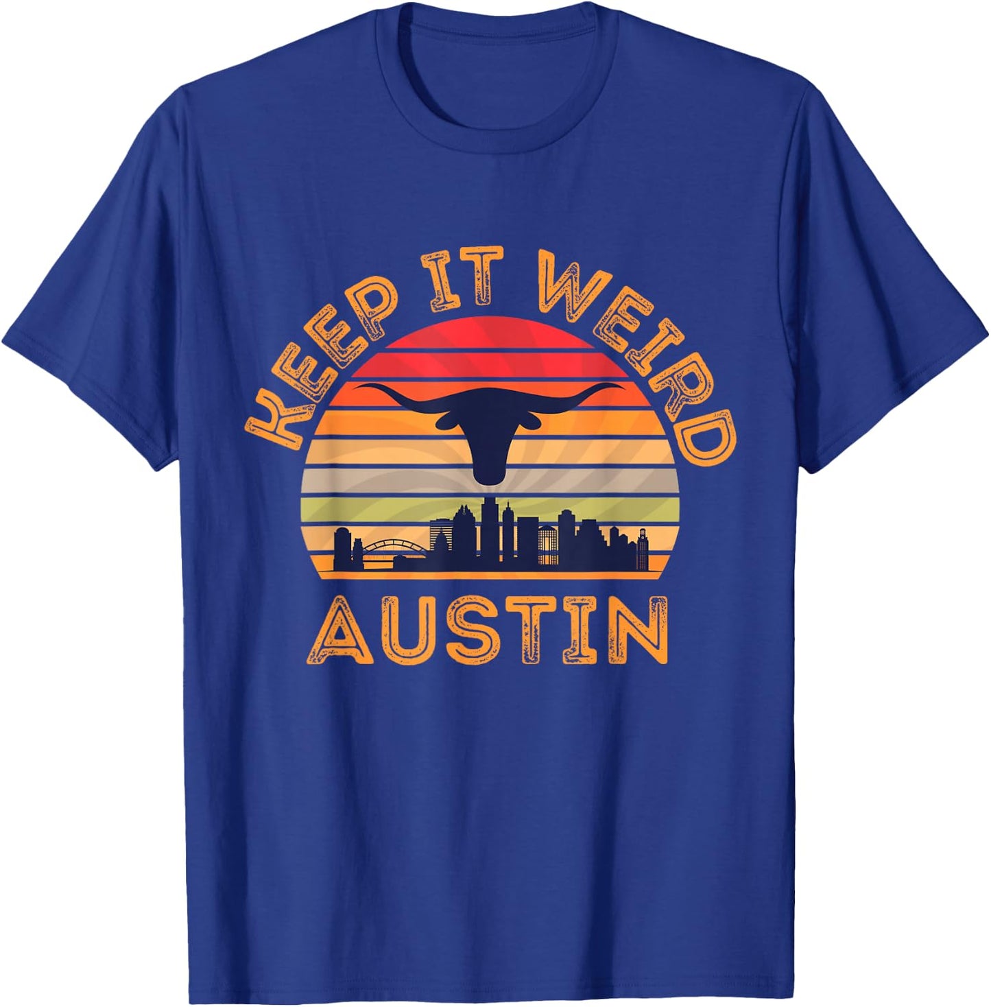 Austin, Texas Keep It Weird Longhorn Sunset T-Shirt - T-Shirt | Royal
