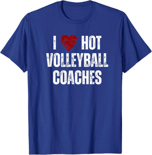I Love Hot Volleyball Coaches Funny Red Heart T-Shirt - T-Shirt | Royal