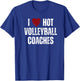 I Love Hot Volleyball Coaches Funny Red Heart T-Shirt - T-Shirt | Royal
