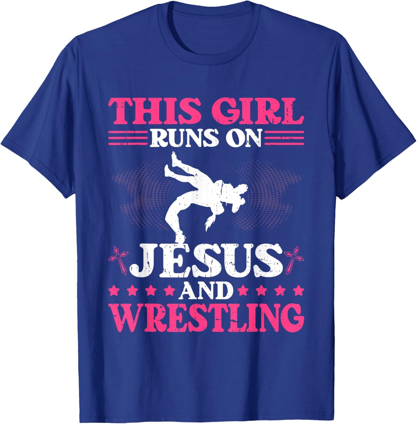 This Girl Runs On Jesus And Wrestling T-Shirt - T-Shirt | Royal