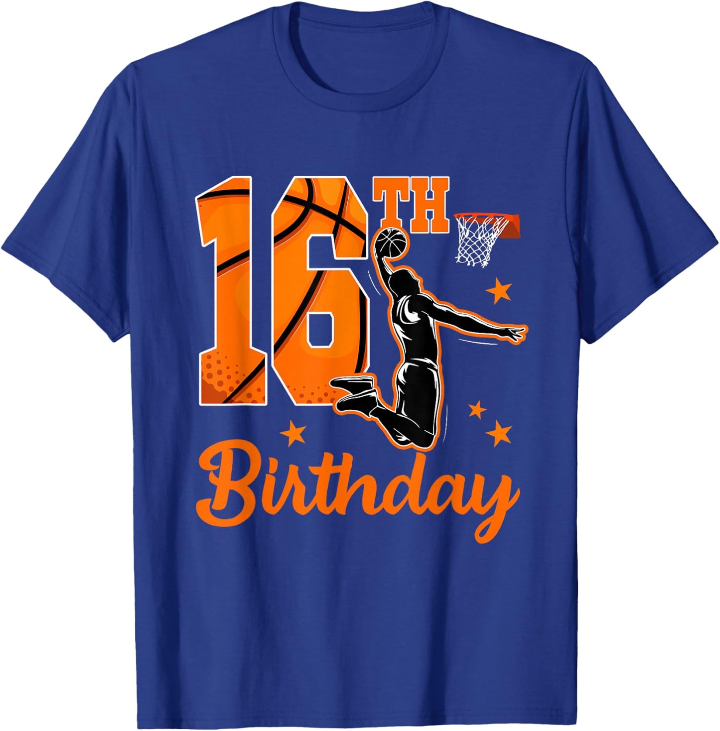16th Birthday Basketball Theme 16 Year Old Boy Party T-Shirt - T-Shirt | Royal