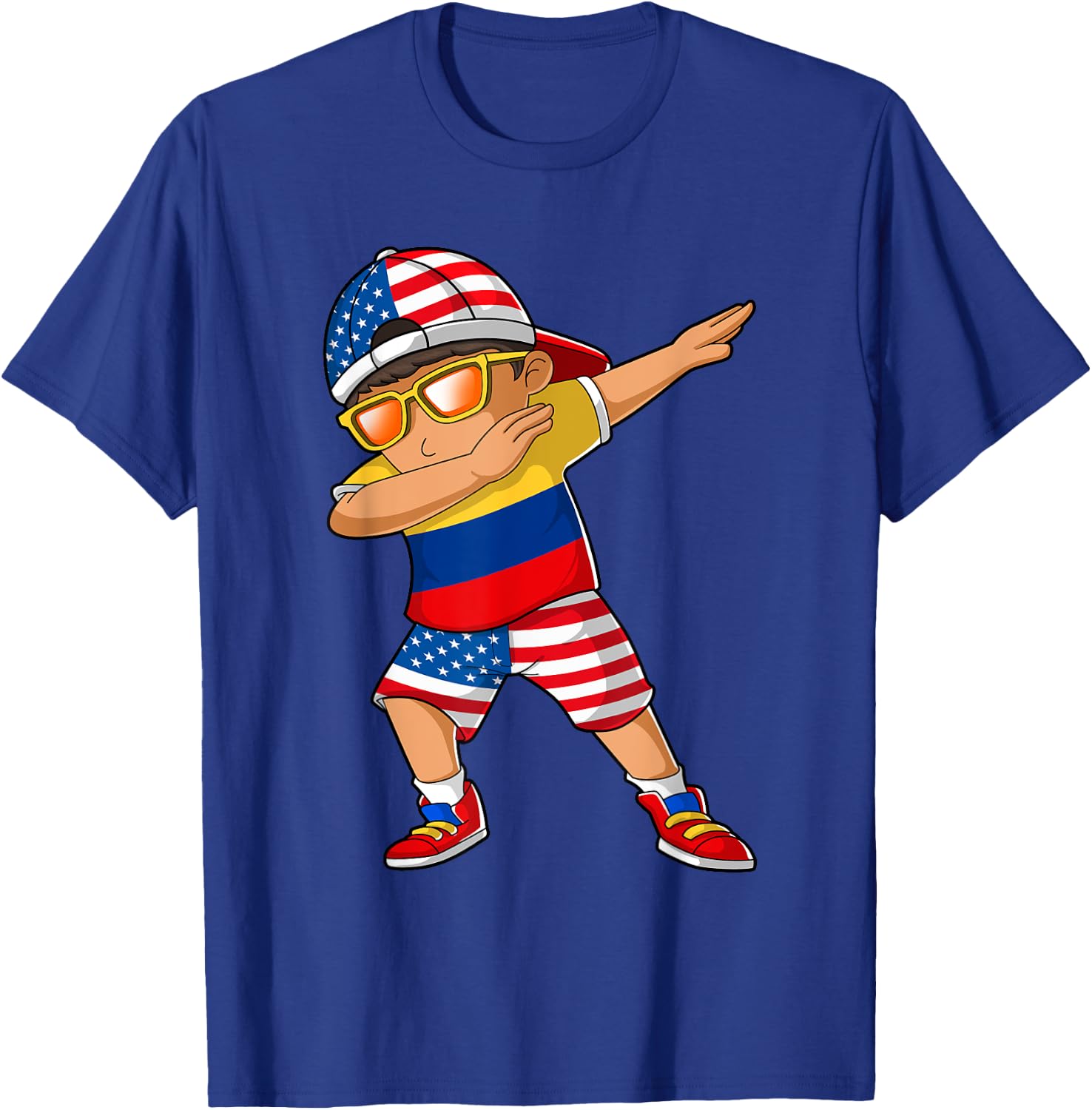 Half American Half Colombian Boy Kid Colombia Flag Patriotic T-Shirt - T-Shirt | Royal