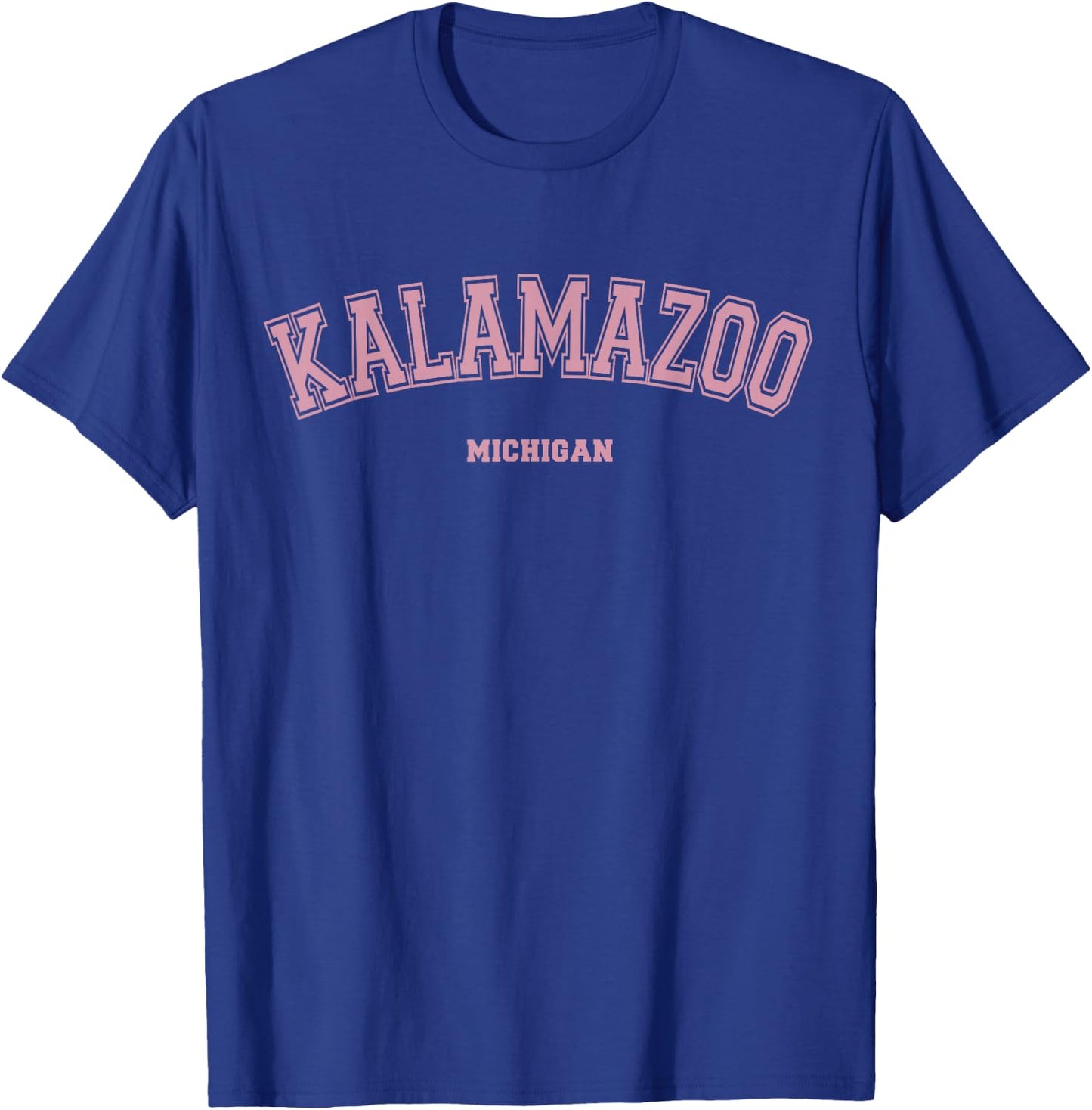 Pink Kalamazoo Michigan MI Varsity Style on Kalamazoo T-Shirt - T-Shirt | Royal