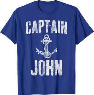 Funny Personalized Boating Shirt First Name Captain John T-Shirt - T-Shirt | Royal