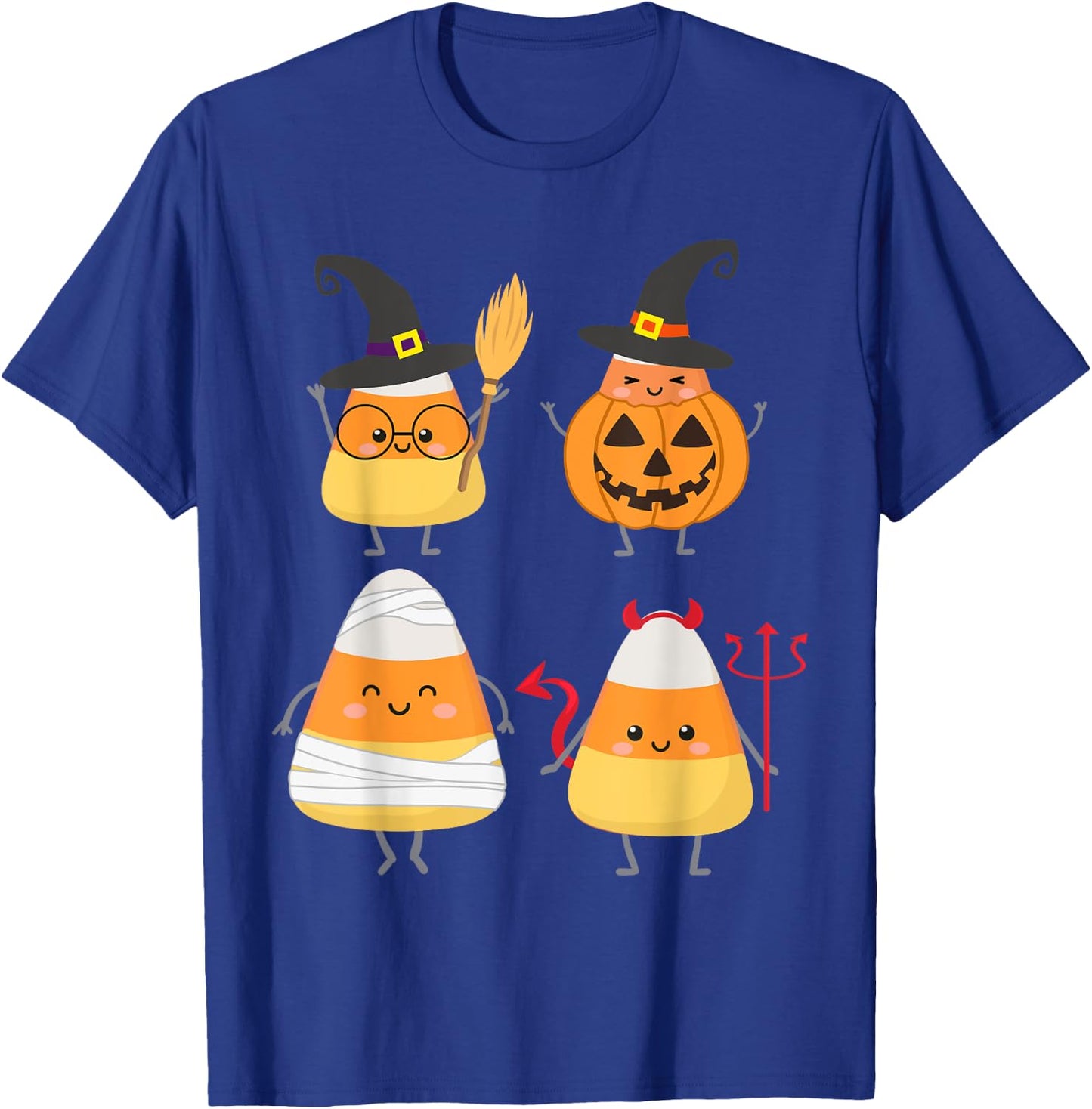 Candy Corn Costume Characters - Cute Halloween T-Shirt - T-Shirt | Royal