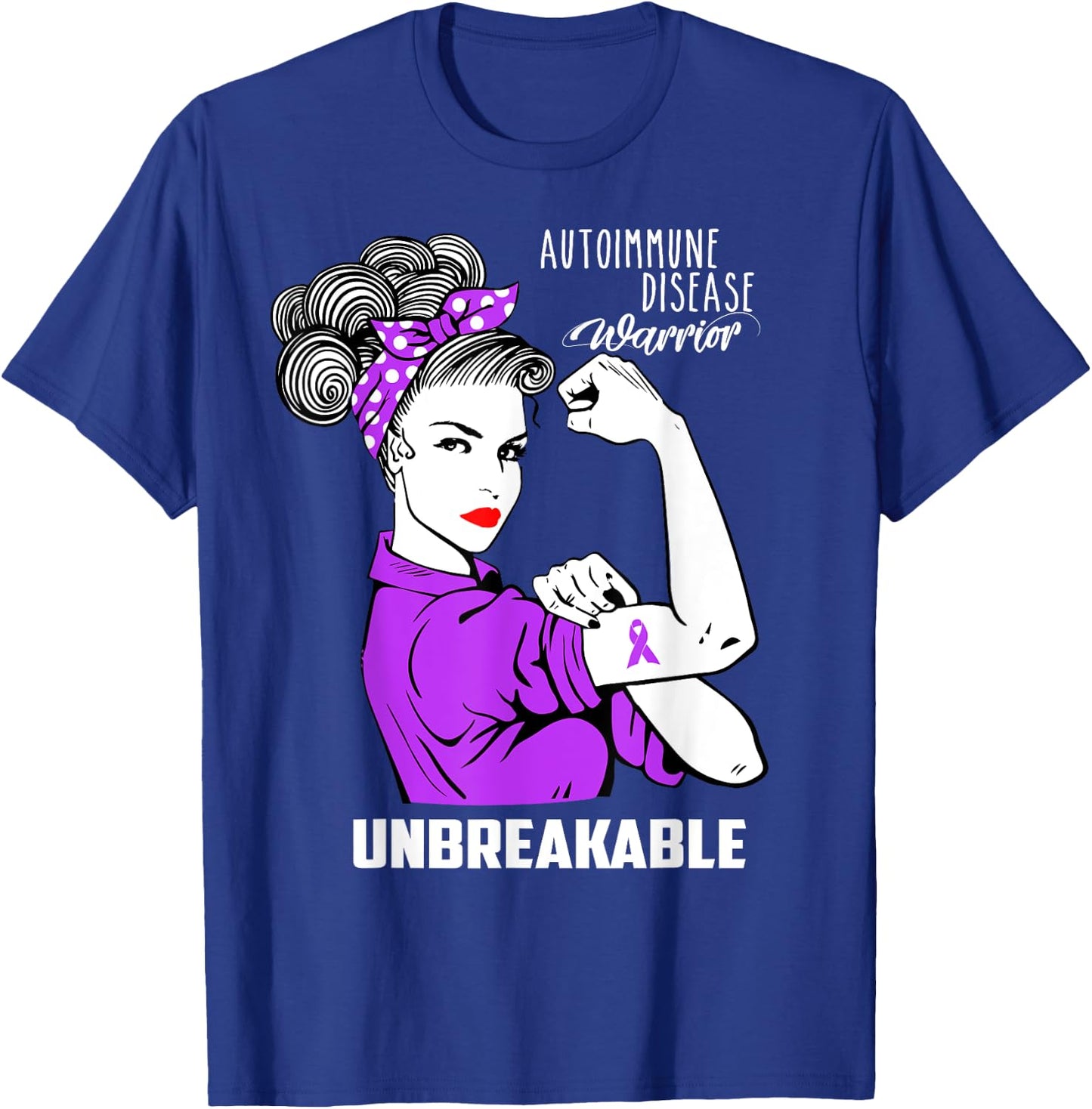 Autoimmune Disease Warrior Unbreakable Shirt Awareness Gift T-Shirt - T-Shirt | Royal