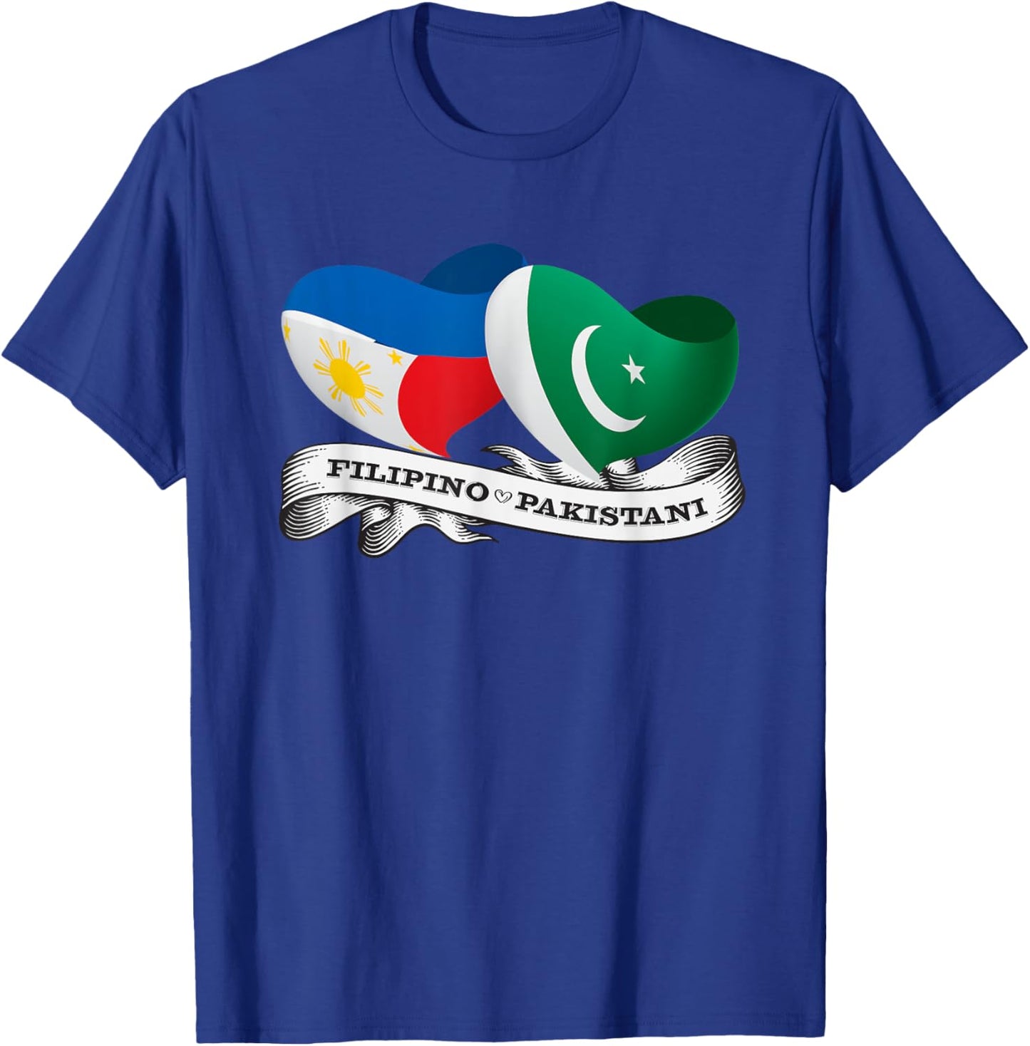 Half Filipino, Half Pakistani heart flag T-Shirt - T-Shirt | Royal
