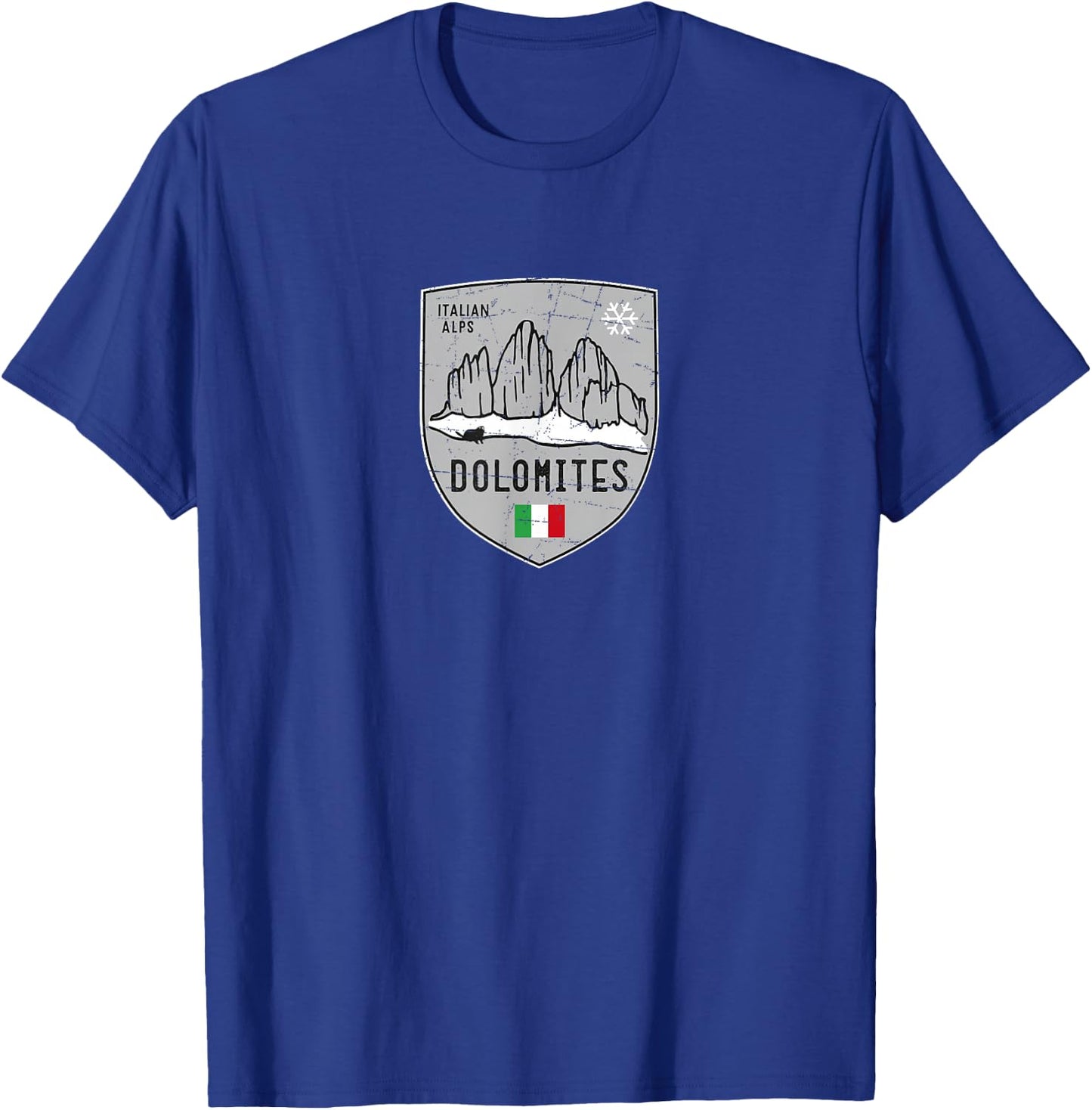 Dolomites Three Peaks Mountain Ski Crest T-Shirt - T-Shirt | Royal