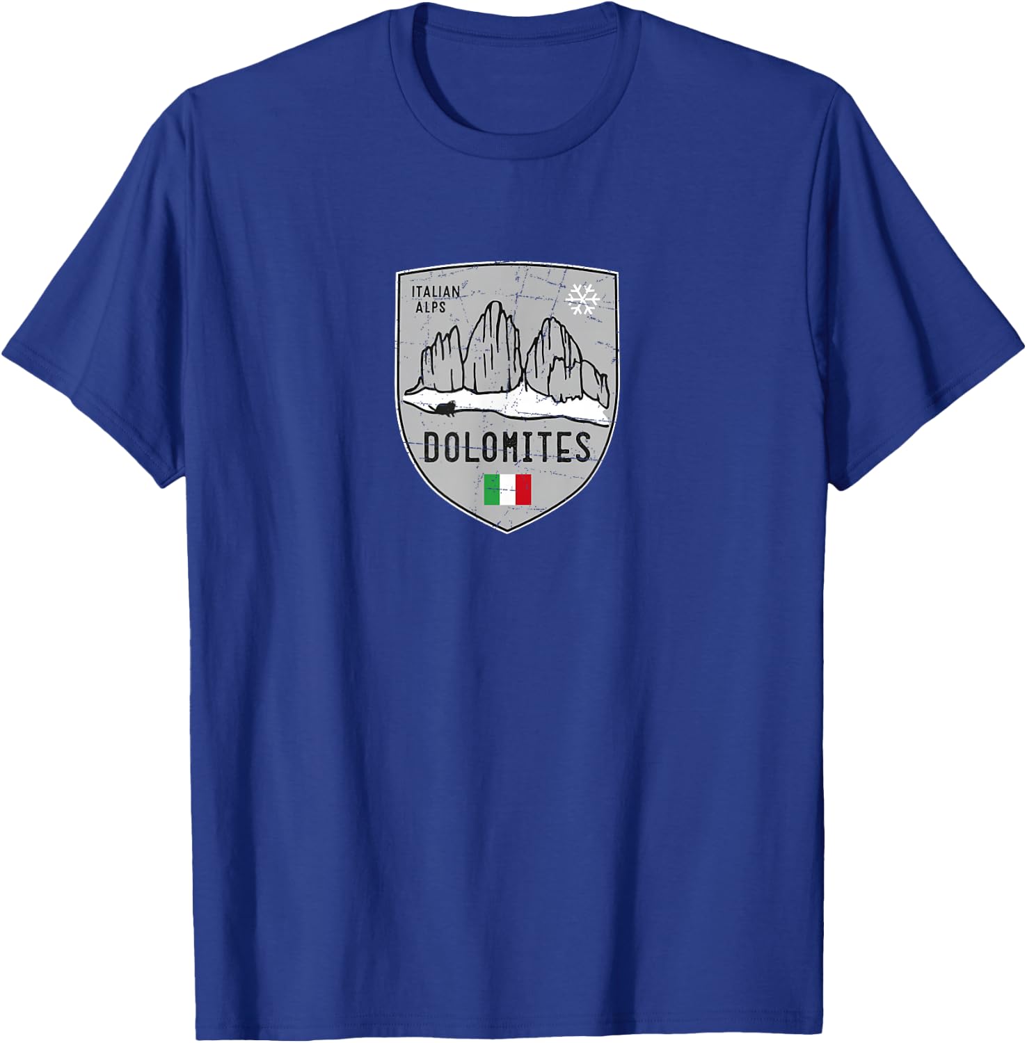 Dolomites Three Peaks Mountain Ski Crest T-Shirt - T-Shirt | Royal