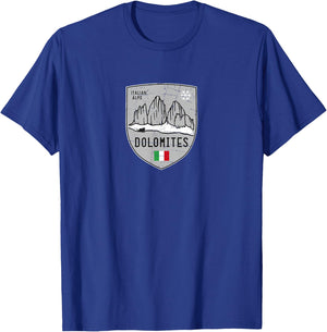 Dolomites Three Peaks Mountain Ski Crest T-Shirt - T-Shirt | Royal