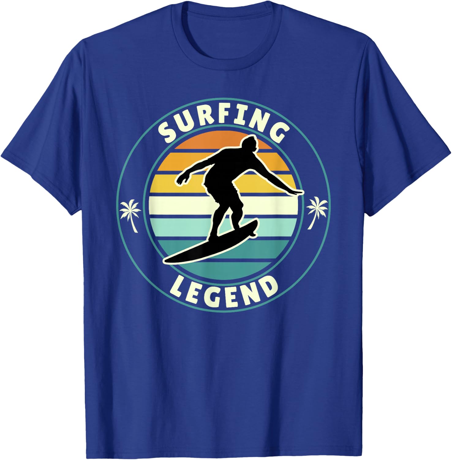 Surfing Legend Retro Vintage Surfer Beach Sunset Artwork T-Shirt - T-Shirt | Royal