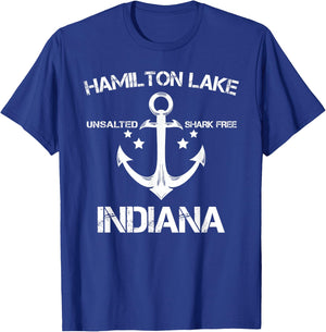 HAMILTON LAKE INDIANA Funny Fishing Camping Summer Gift T-Shirt - T-Shirt | Royal