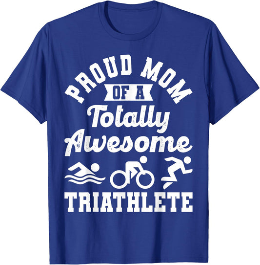 Triathlete Supporter Mom Gift Triathlon Run Swim Bike Cycle T-Shirt - T-Shirt | Royal