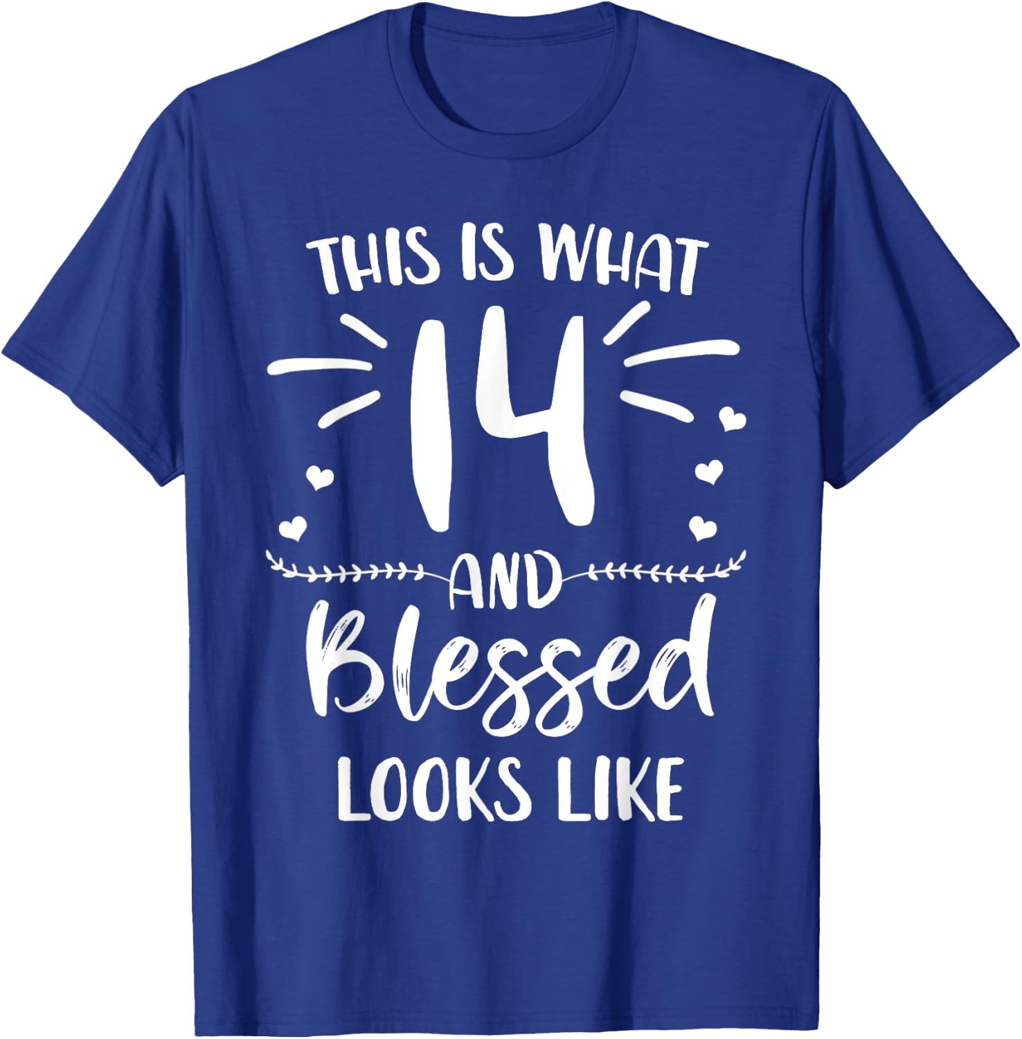 14 and Blessed 14th Birthday Christian Cute Religious T-Shirt - T-Shirt | Royal