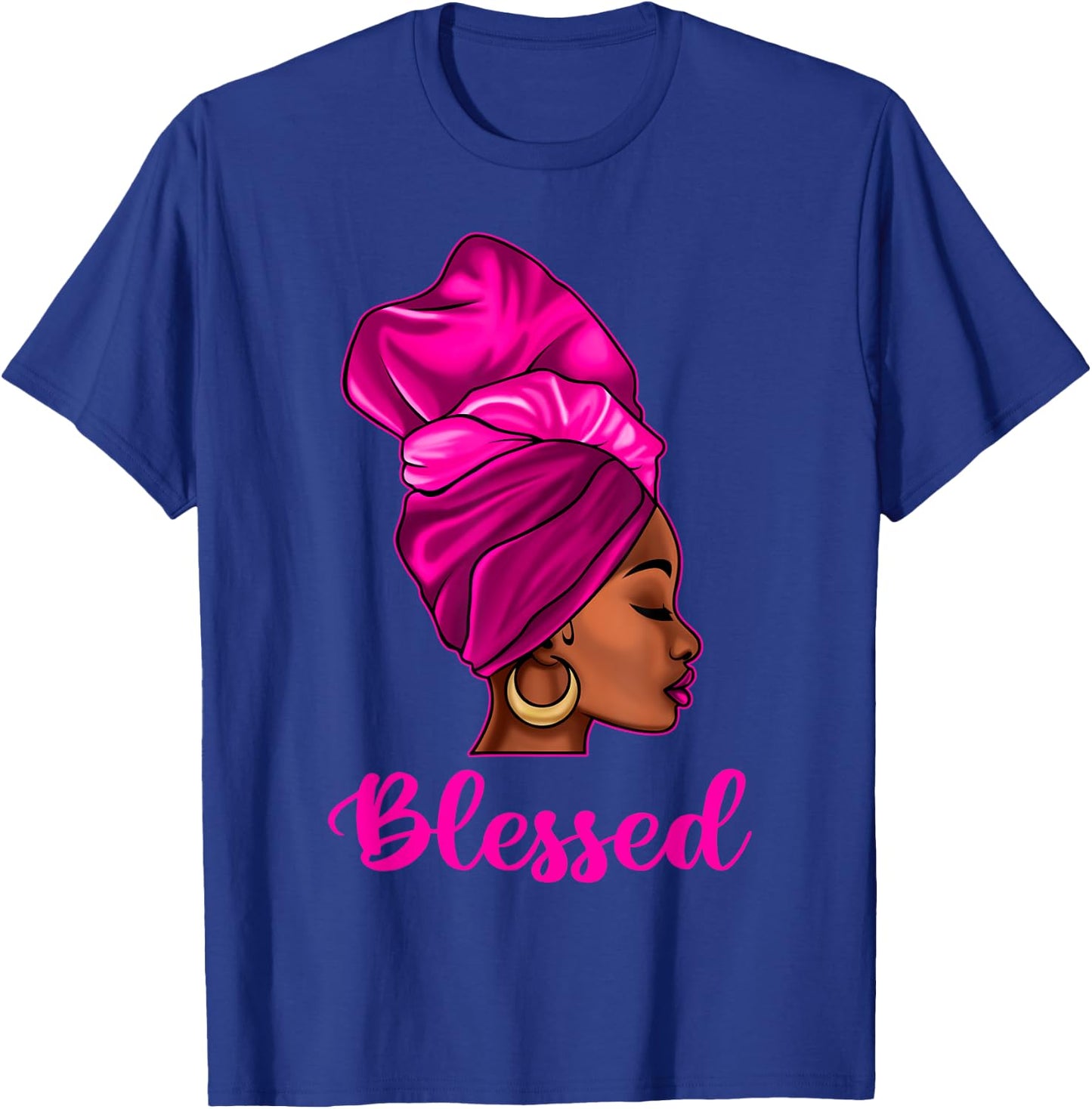 Blessed African American Black Women Headwrap Girl Christian T-Shirt - T-Shirt | Royal