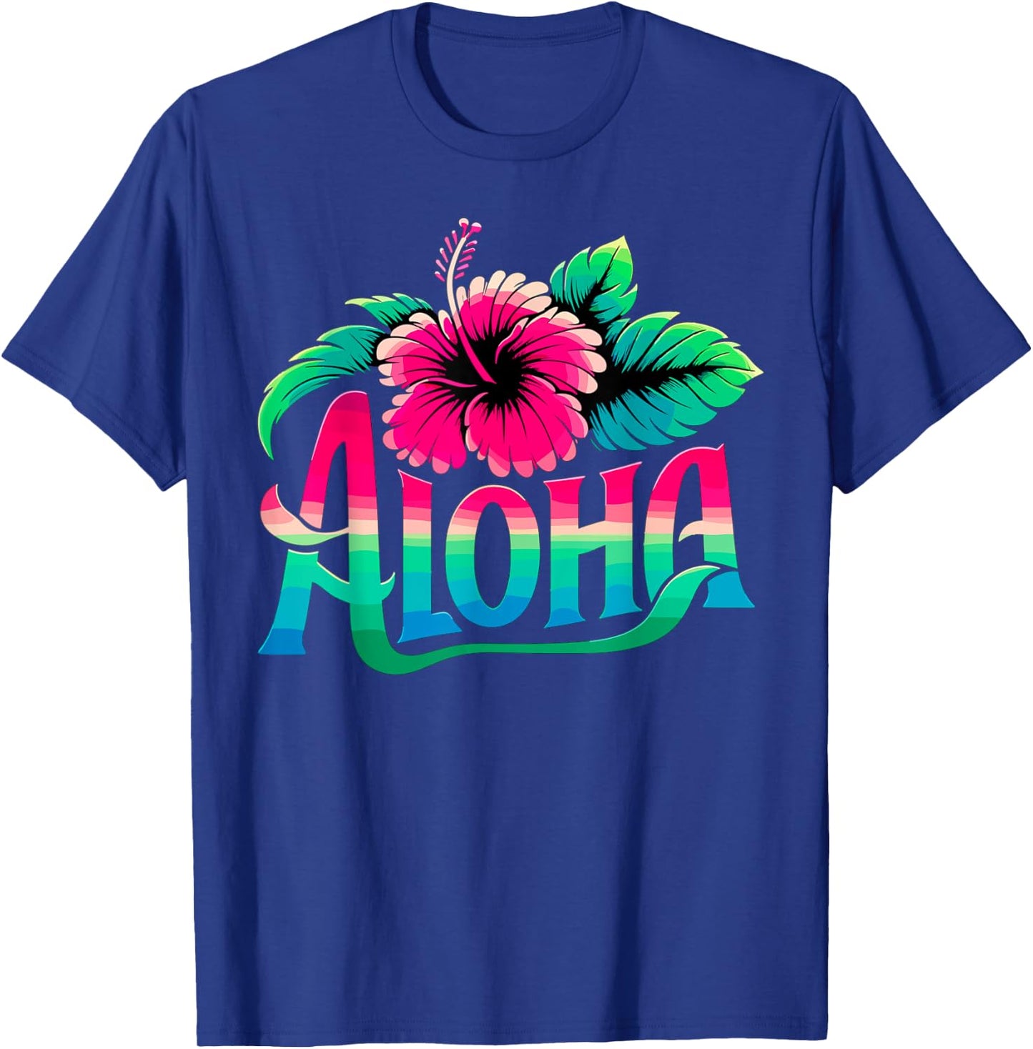 Aloha Hawaiian Flower Hawaii Vacation T-Shirt - T-Shirt | Royal