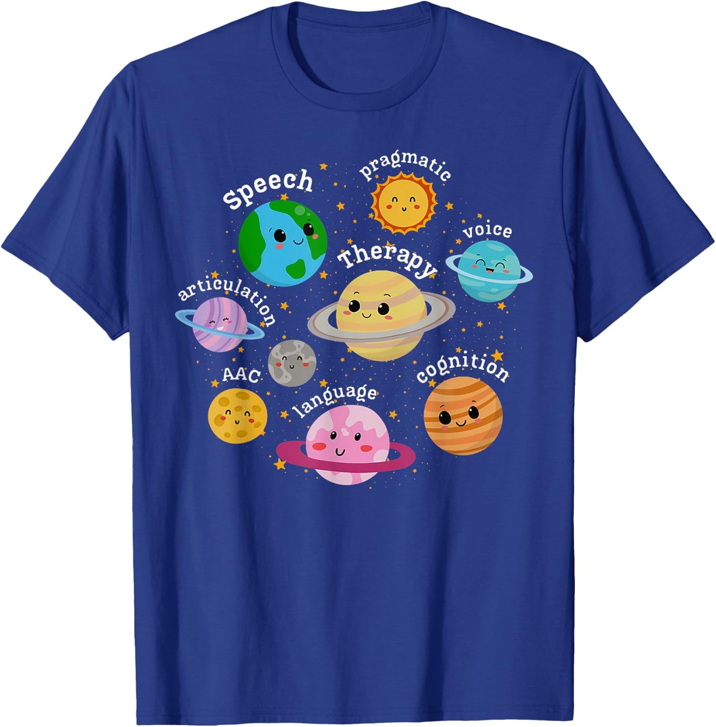 SLP System Planets Speech Language Pathologist Outer Space T-Shirt - T-Shirt | Royal