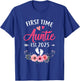 First Time Auntie Promoted To Auntie Est 2025 Mothers Day T-Shirt - T-Shirt | Royal