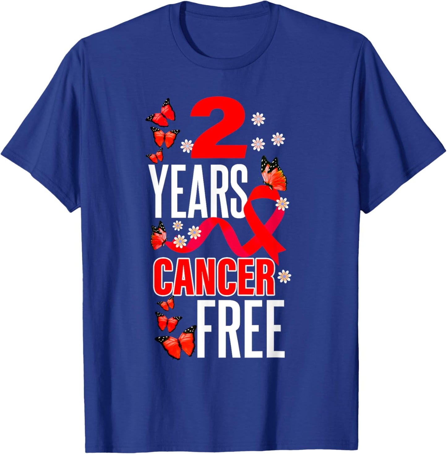 2 Year Cancer Free For Throat Cancer Awareness T-Shirt - T-Shirt | Royal