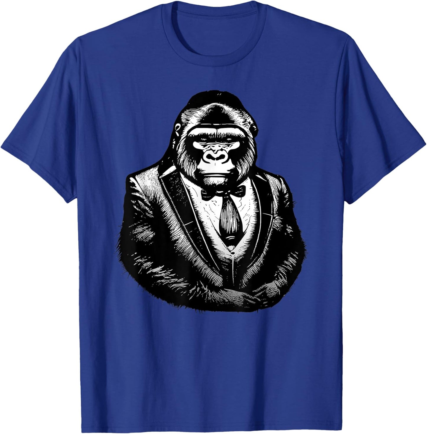 Gorilla_ in a Tuxedo, Funny Ape Monkey in a Tux_ Tie Suit T-Shirt - T-Shirt | Royal