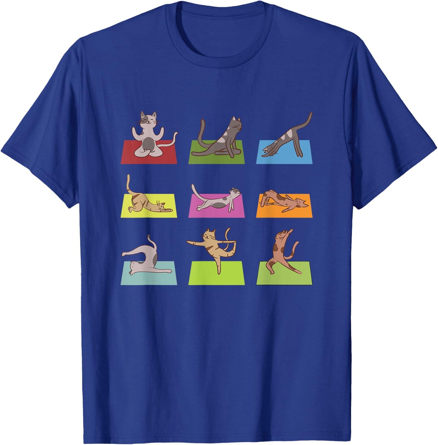 Funny Cat Yoga Positions Meditation Yoga Lover Women Girls Kids T-Shirt - T-Shirt | Royal