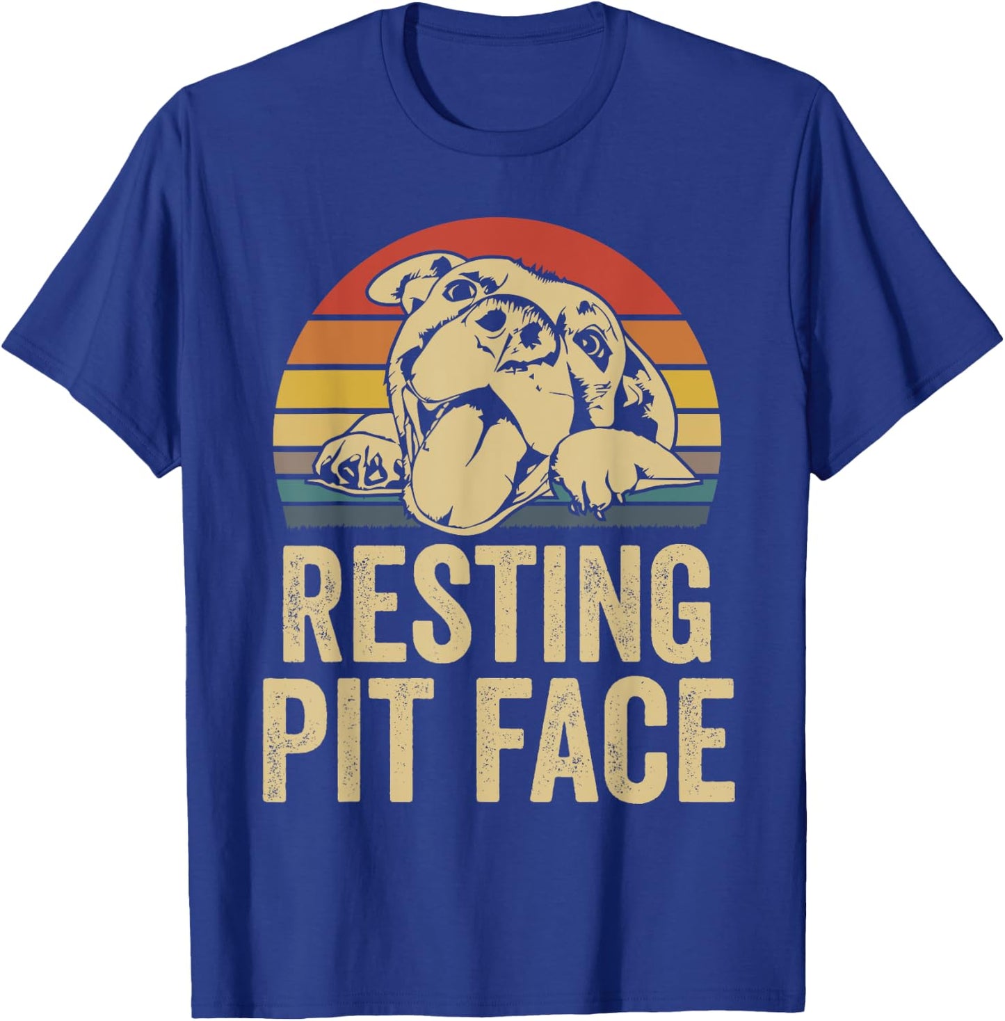 Resting Pit Face - Vintage Pitbull Lovers Gift Face T-Shirt - T-Shirt | Royal