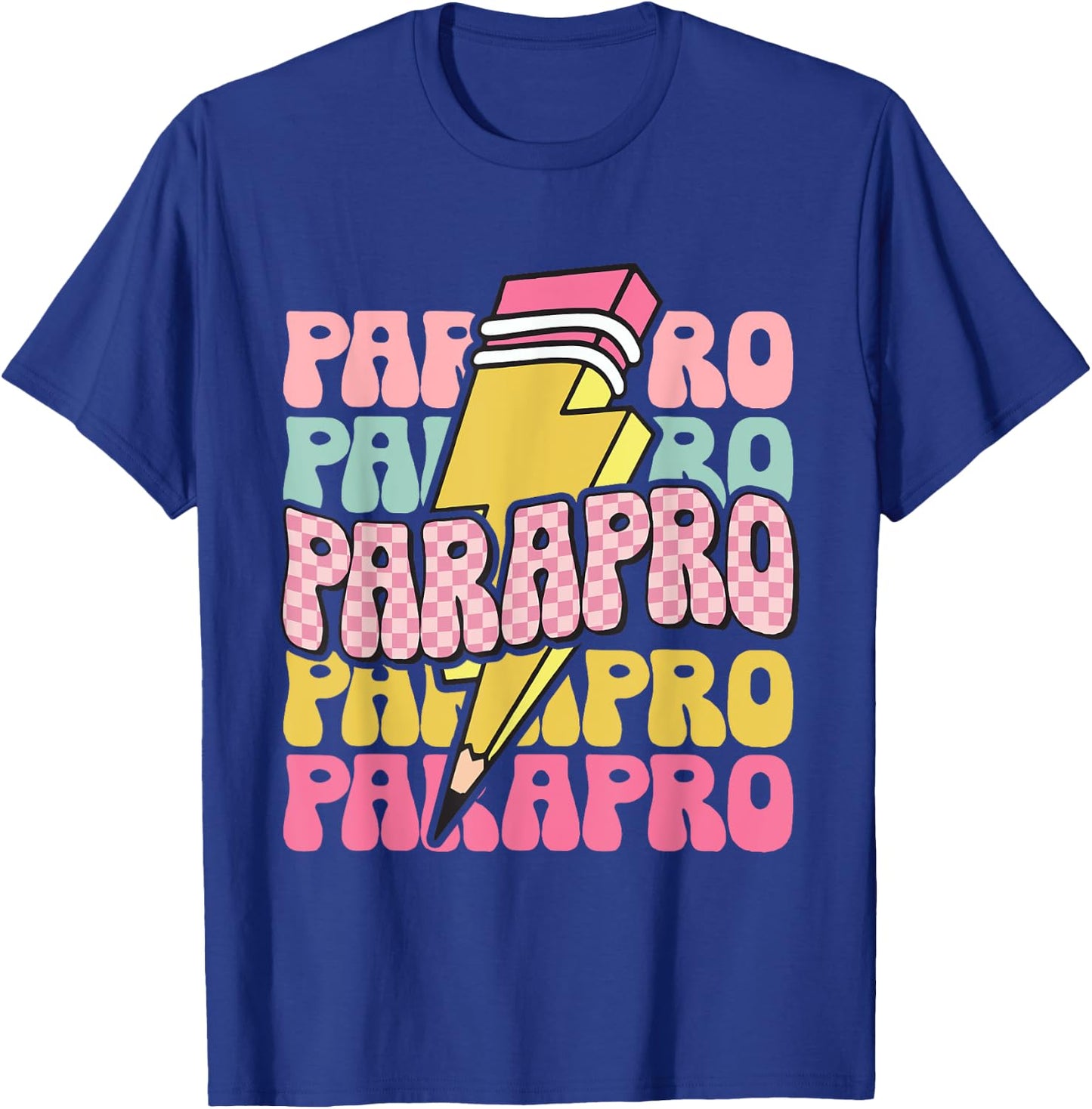 Retro Parapro Pencil Lightning Bolt Paraprofessional Team T-Shirt - T-Shirt | Royal