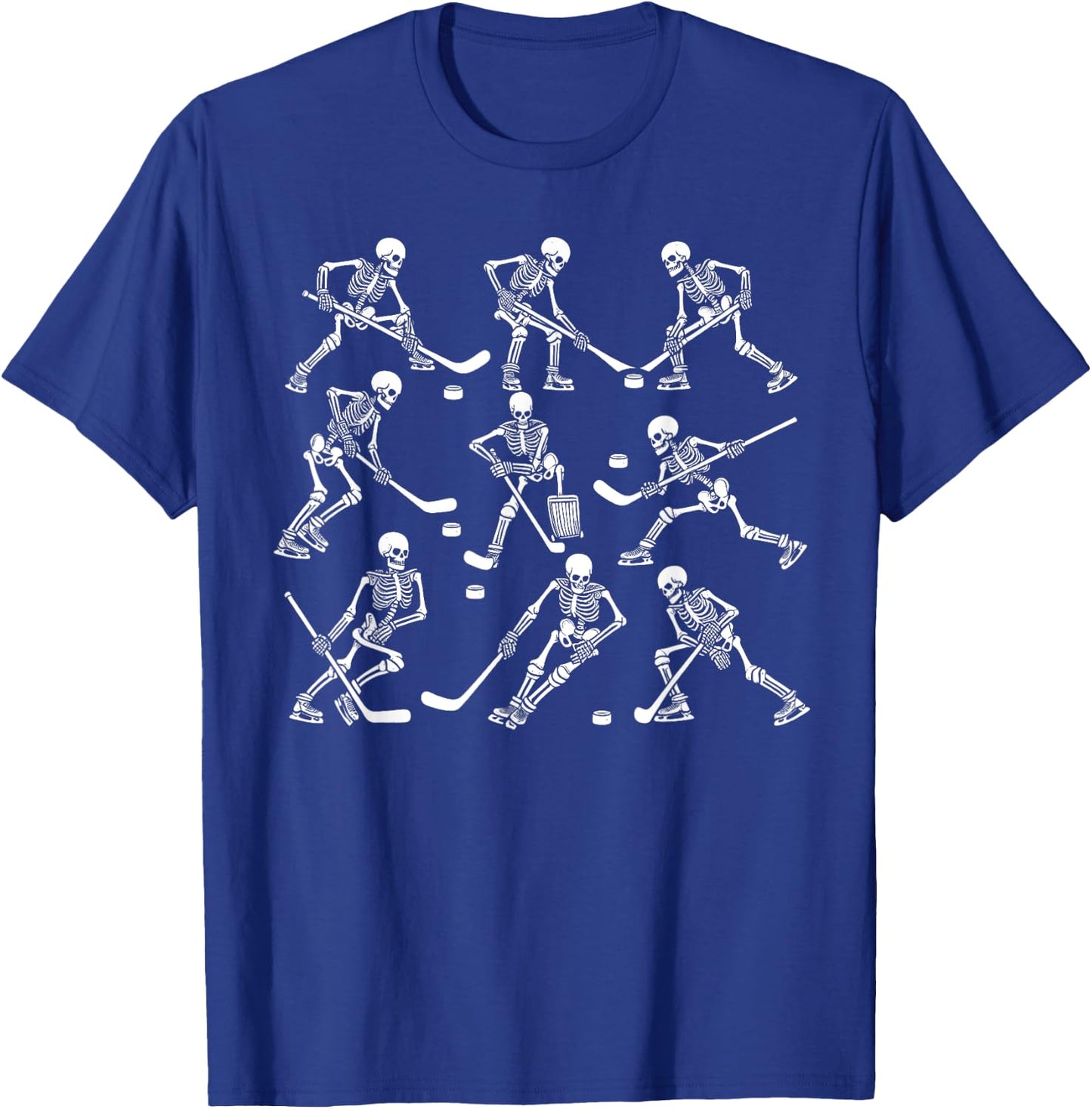 Funny Halloween Hockey Skeletons Play Hockey Boys Kids T-Shirt - T-Shirt | Royal