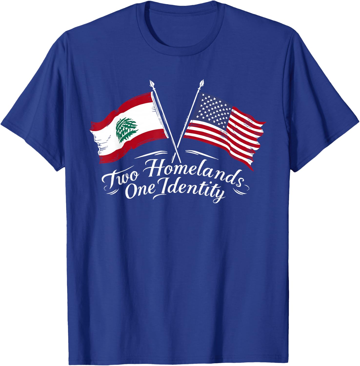 Half Lebanese Half American USA Flag Lebanon America T-Shirt - T-Shirt | Royal