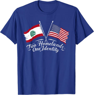 Half Lebanese Half American USA Flag Lebanon America T-Shirt - T-Shirt | Royal
