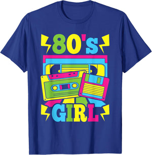 80s Girl 1980s Theme Party 80s Costume Outfit Women Girls T-Shirt - T-Shirt | Royal