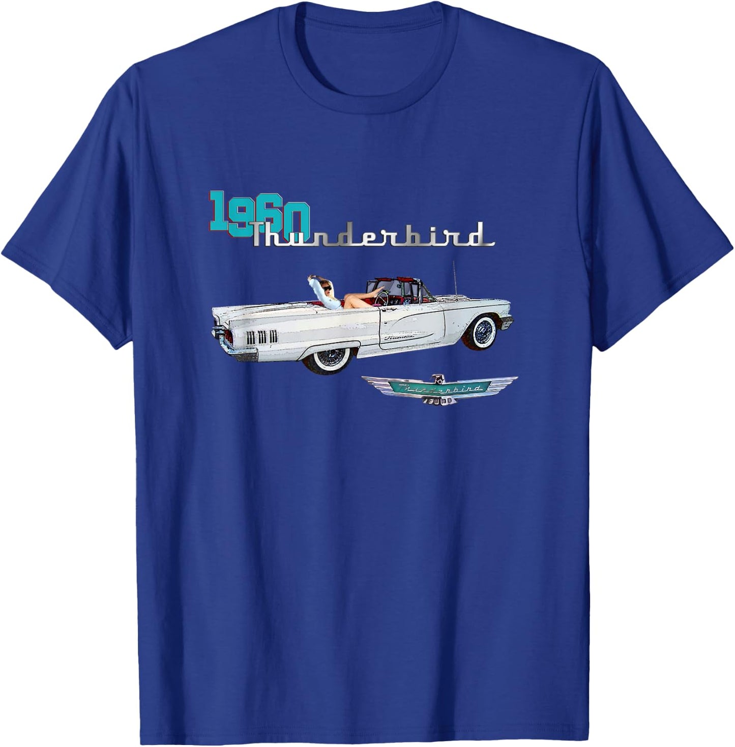 Classic Cars, 1960's, 1960 Thunderbirds, Convertibles T-Shirt - T-Shirt | Royal