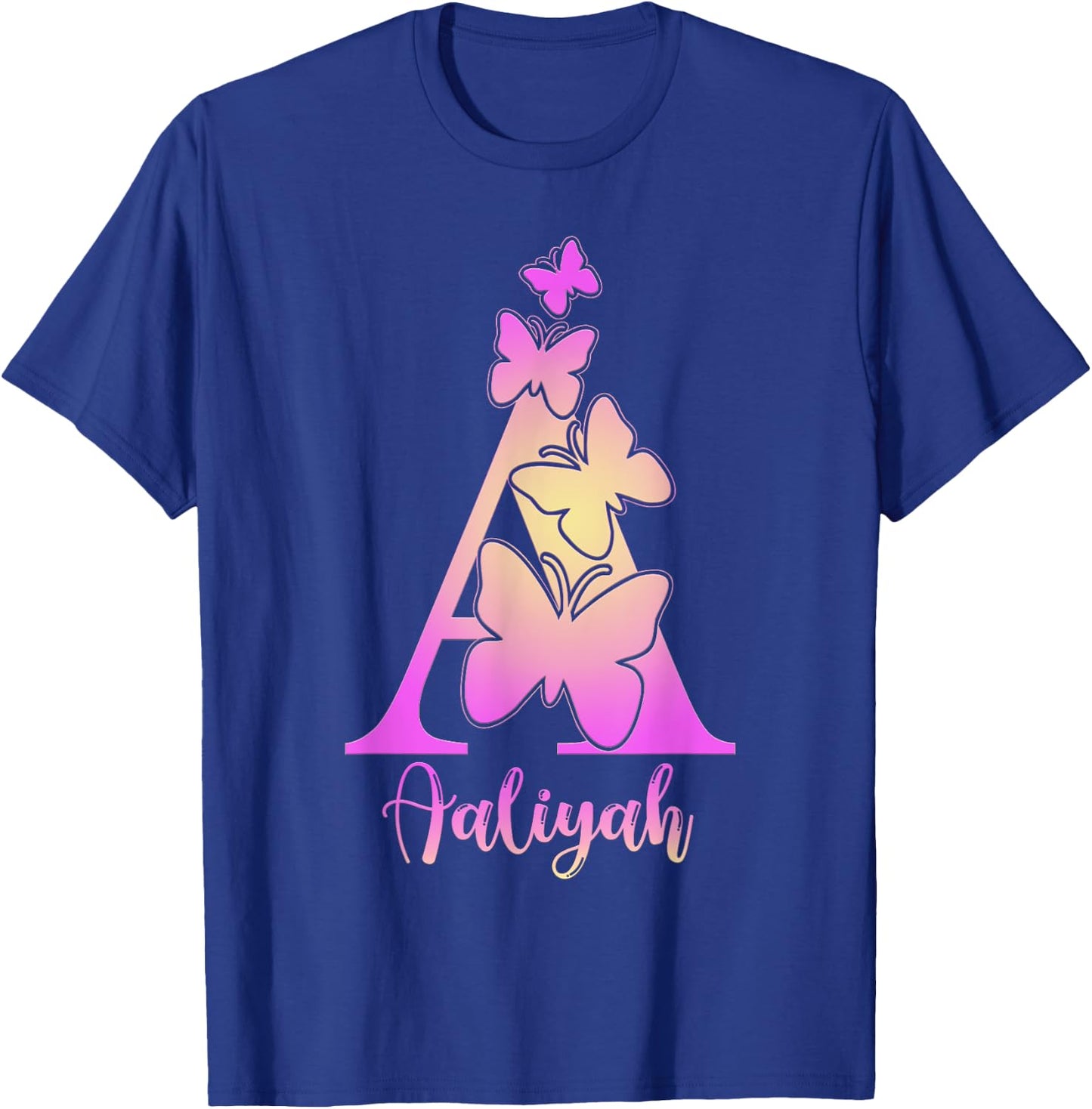 Aaliyah, cute personalized butterfly custom kids girls name T-Shirt - T-Shirt | Royal